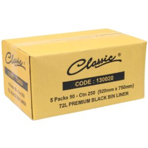 72L Classic® Black Bin Liners – Carton of 250