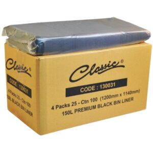 150L Classic® Black Bin Liners – Carton of 100