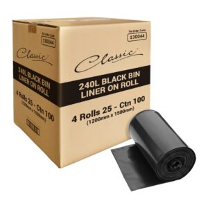 240L Classic® Black Bin Liner Rolls – Carton of 100