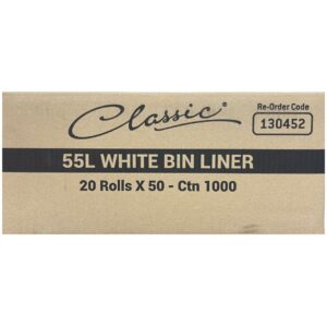 55L Classic® White Bin Liners – Carton of 1000